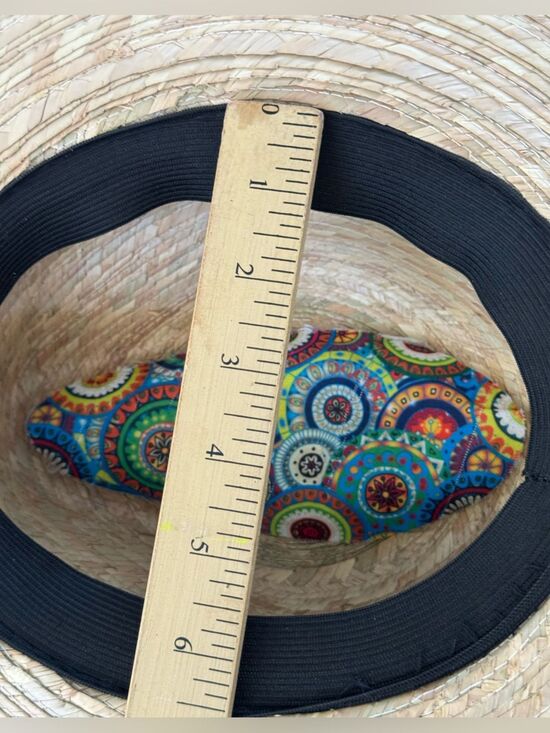 Monarcas Artesanias Sombrero Gabby Straw Sun Hat Pom Pom Mandala Boho Women OSFA main image 4